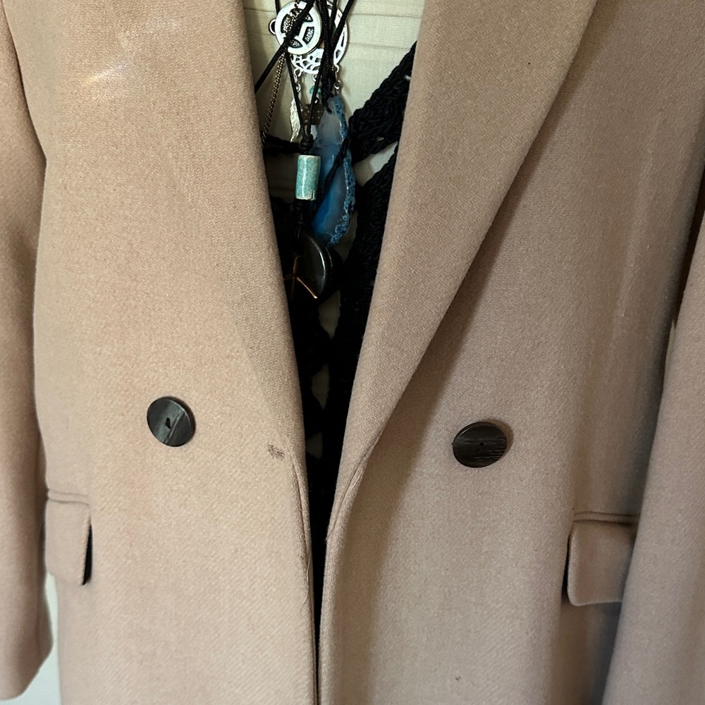 Mango Womens Double-Breasted Wool Blend Coat in Dusty Blush Like NEW Size M - Picture 2 of 6
